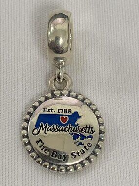 Pandora Massachusetts Map Exclusive Charm Pendant, S925 Silver Jewelry